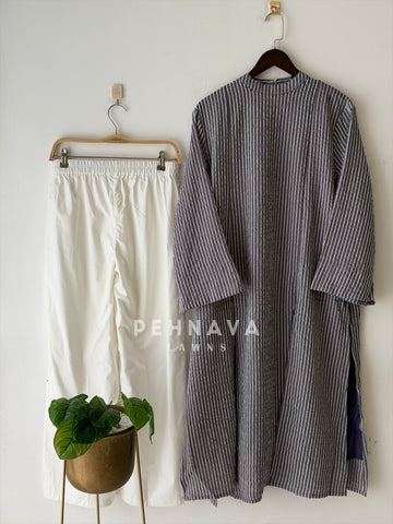Modest Striped Side-Slit Two Piece Set-B227