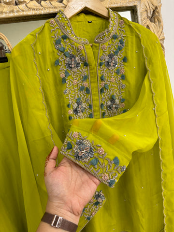 Indo western hand worked suit-green2170