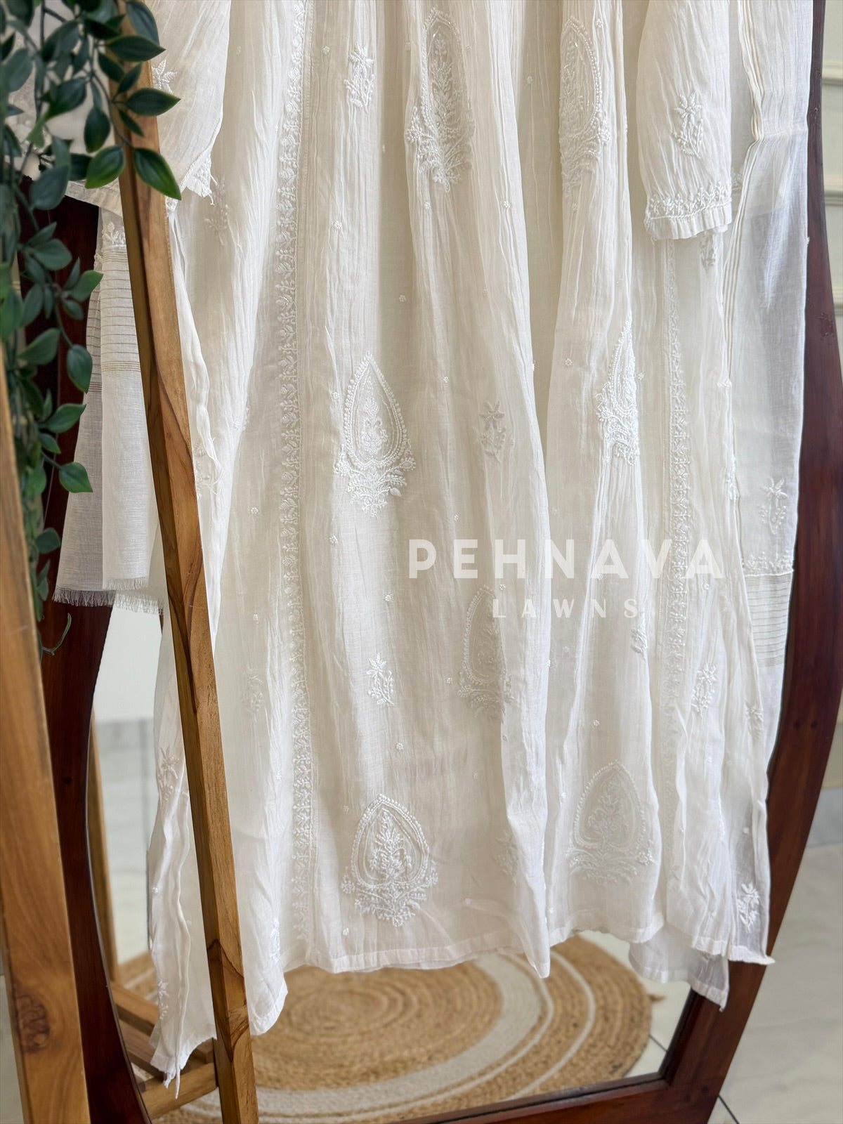 White Premium Chikankari Semi-Stitched Suit