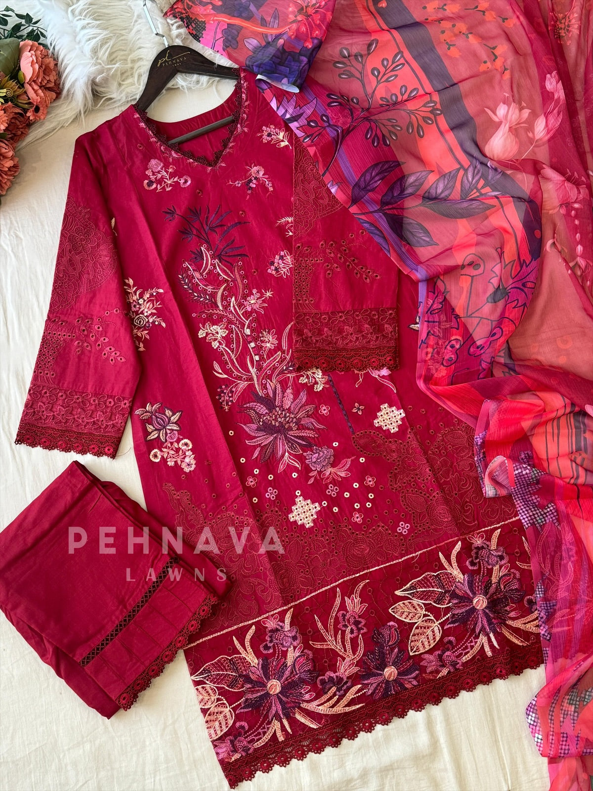 Floral Embroidered Suit Set-1661