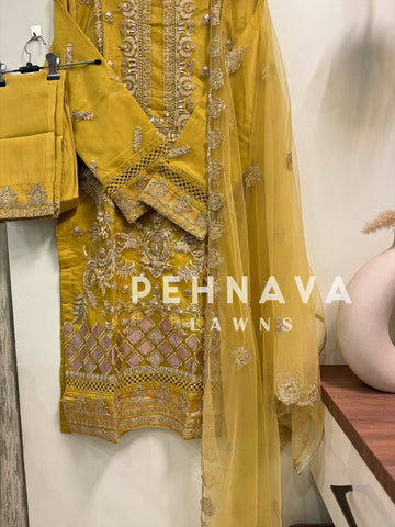 Organza embroidered suit-1216