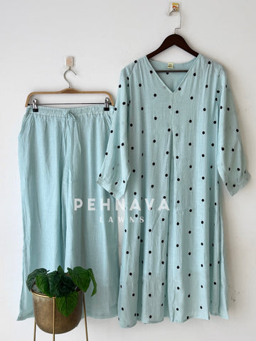 Polka Dot Embroidered Imported Suit-220
