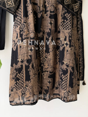 Mirror Embellished Printed Suit-13080