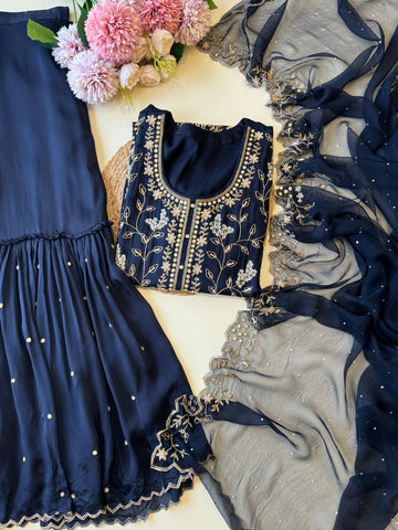 Pure chinnon  hand worked suit-10491