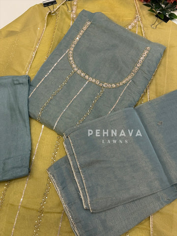 Tissue Handworked Unstitched Suit-304