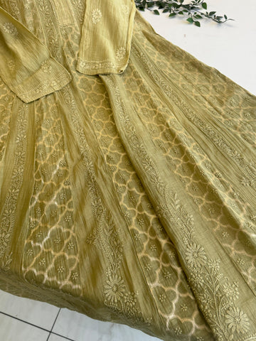 Authentic chikankari Anarkali-Kurta