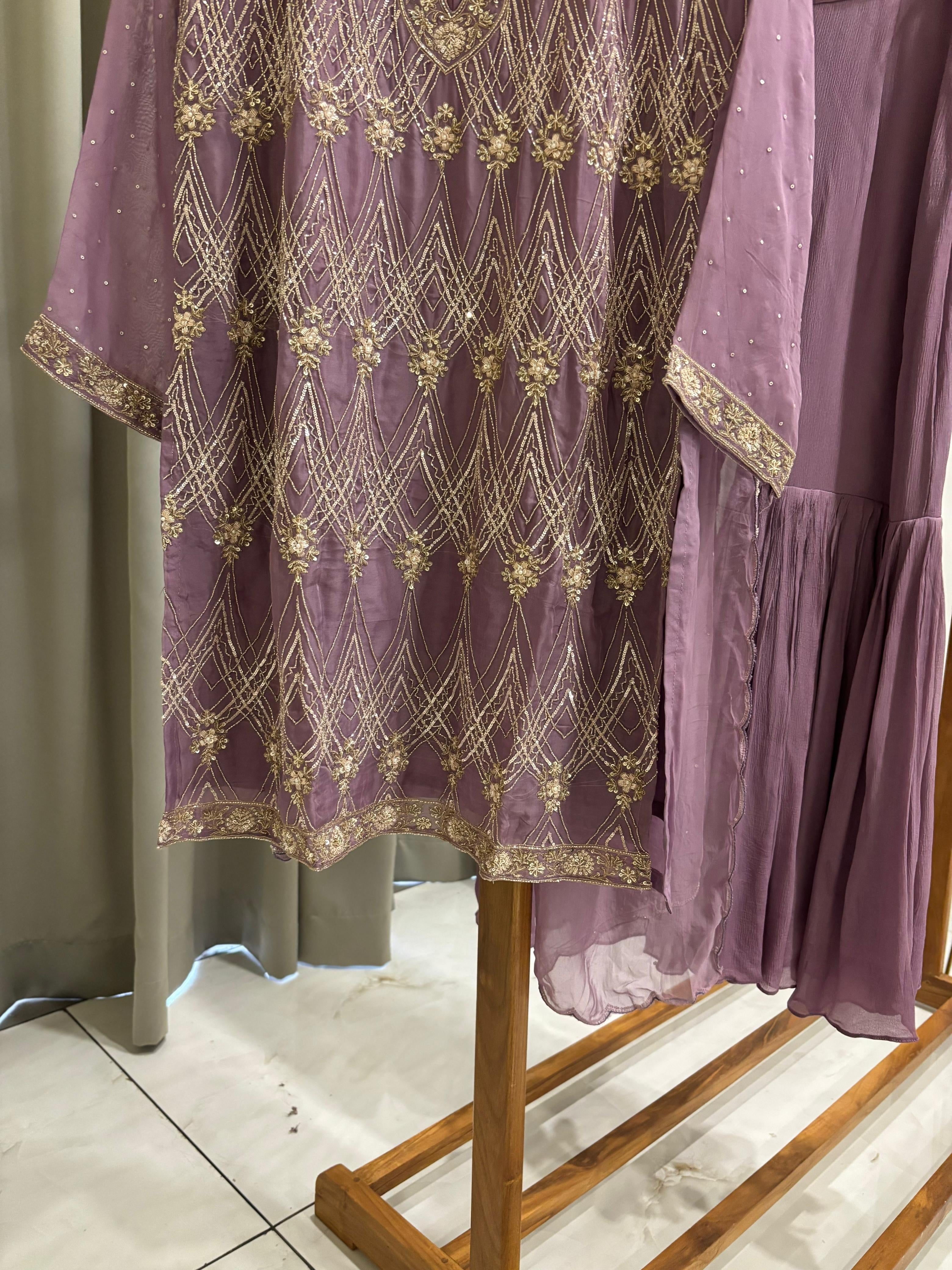 Premium Lavender Handworked  Sharara