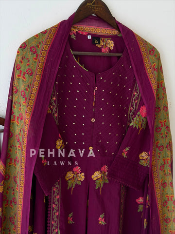 Pin-Tuck Floral Printed Suit 2596