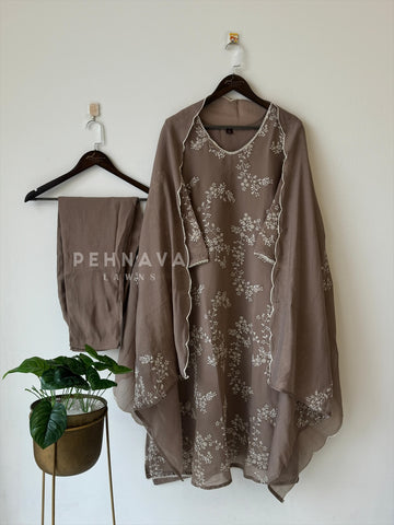 Elegant floral Embroidered Suit-12818