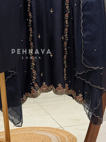 Premium Zardozi Embroidered Semi Stitched Suit-2657