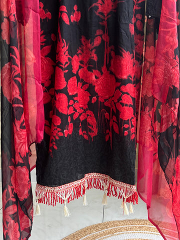 Red&Black Casual Pakistani Suit