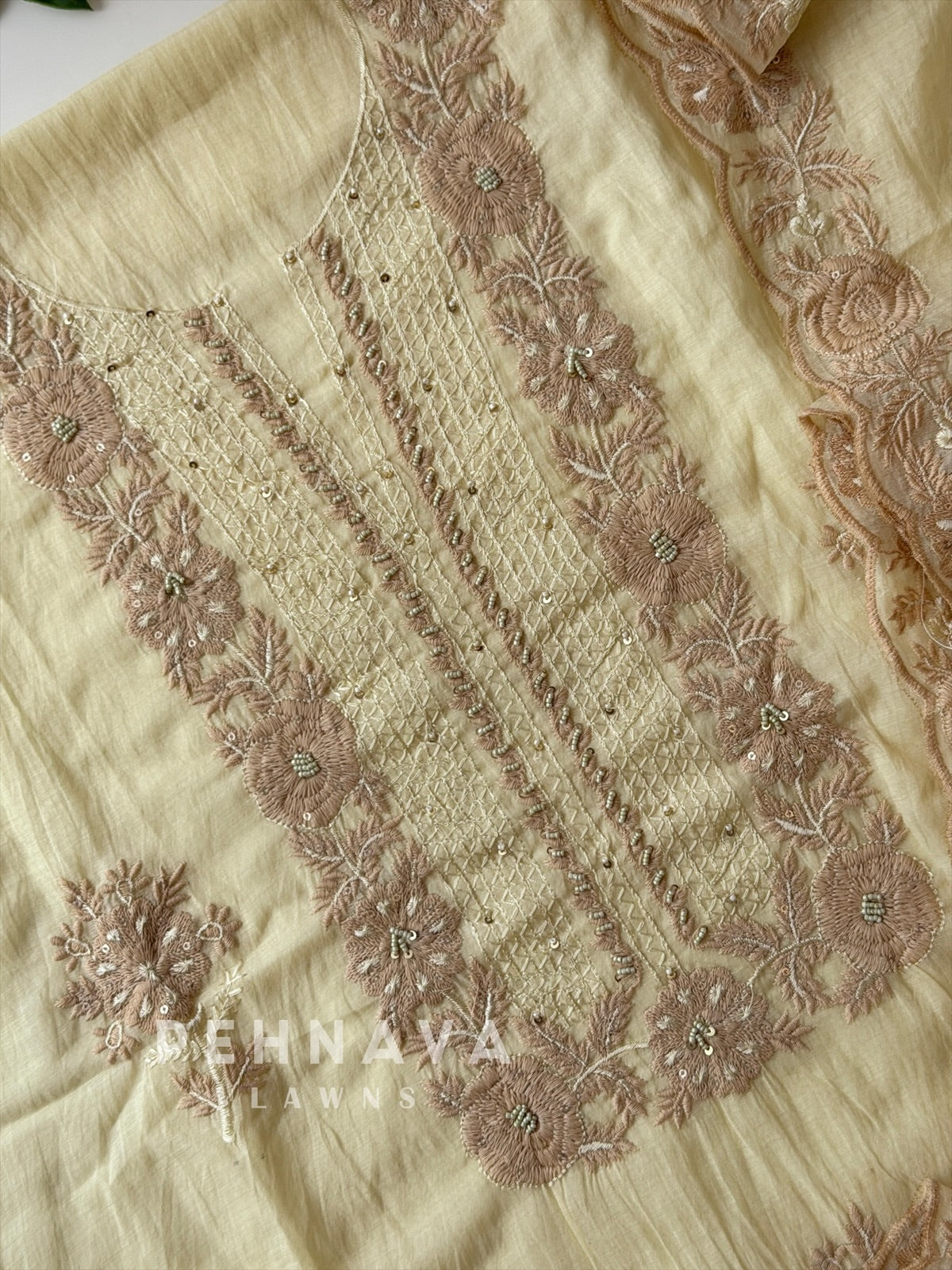 Embroidered Unstitched Chanderi Suit-2630