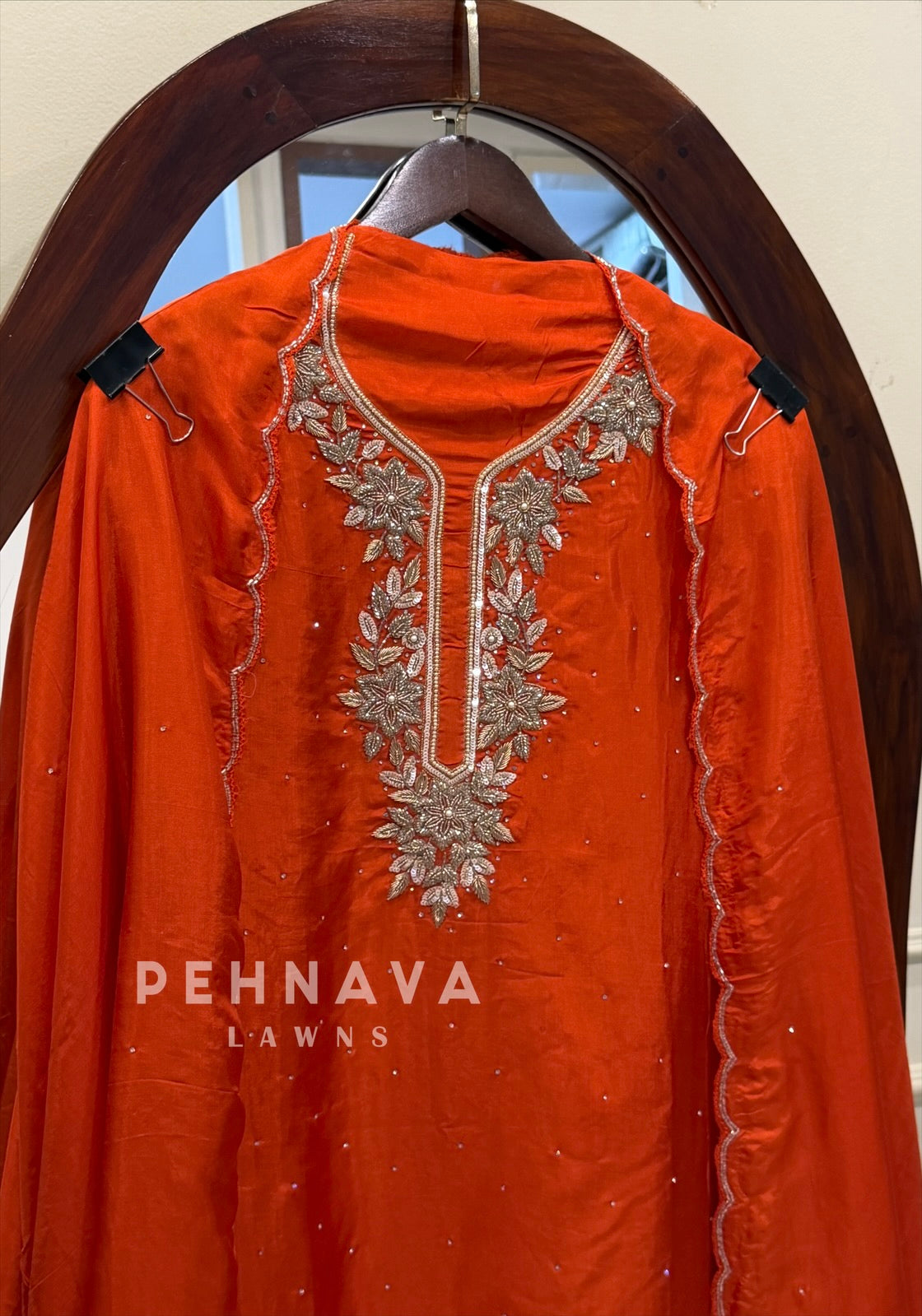 Premium Crepe Handworked Unstitched Suit H 5190