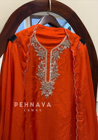 Premium Crepe Handworked Unstitched Suit H 5190