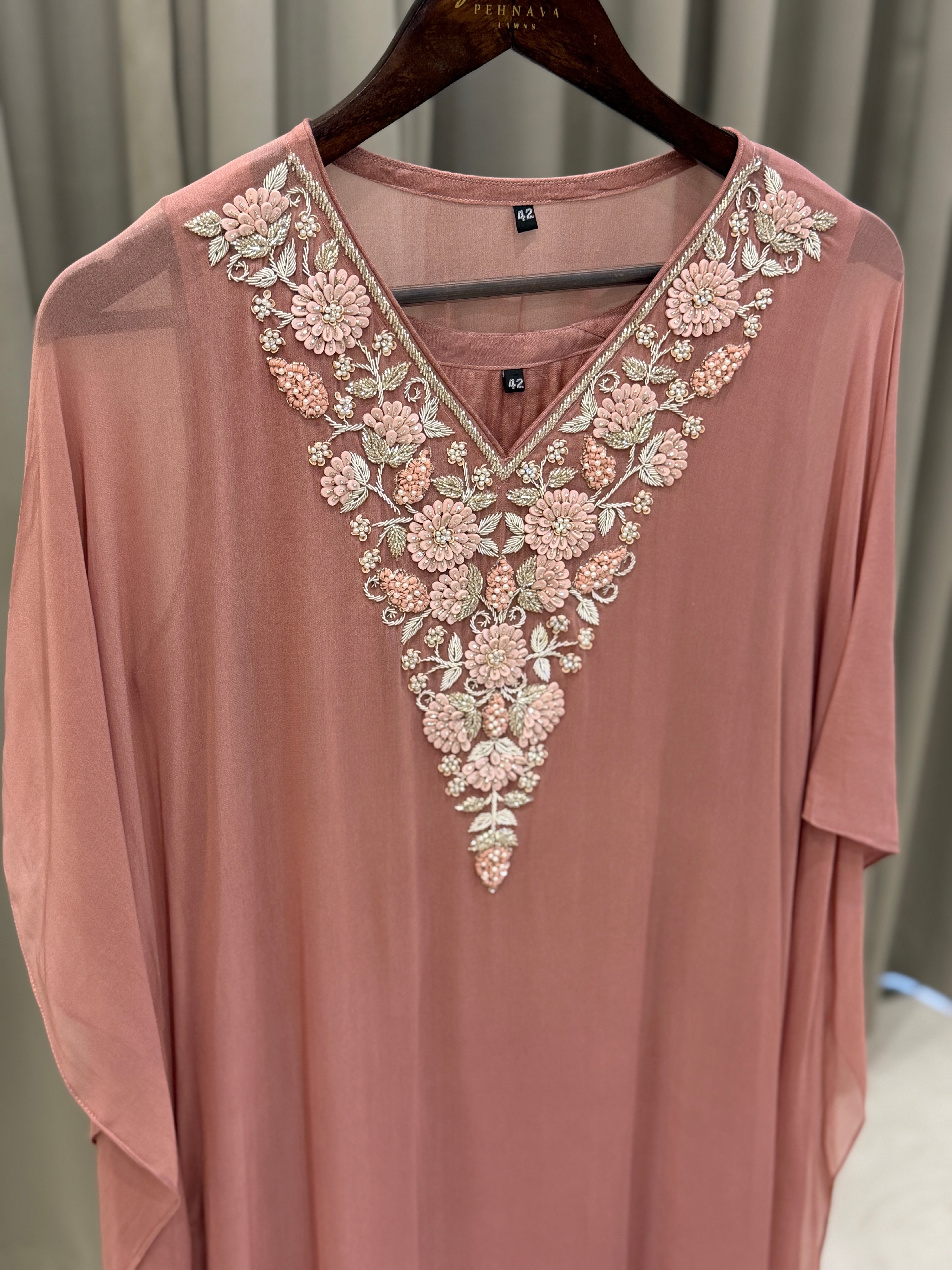 Pearl Embroidered Kaftan Set