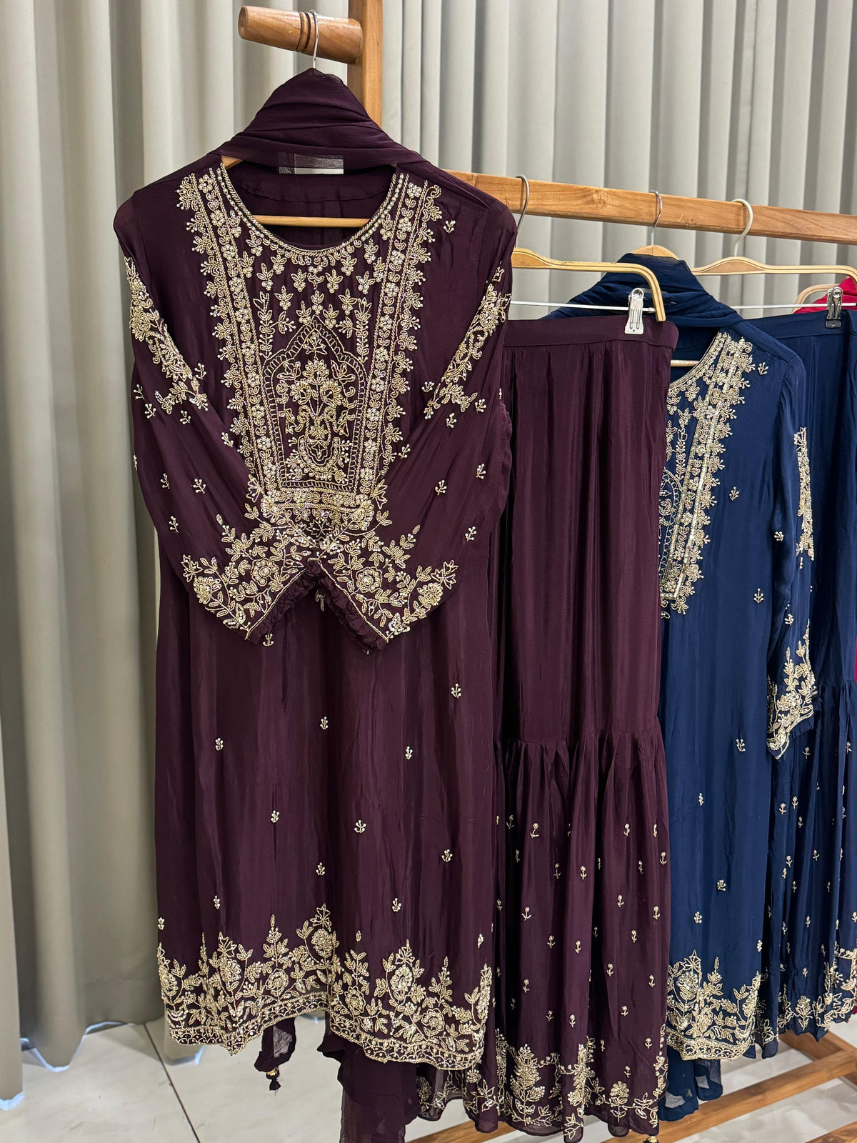 Heavily Handworked Sharara with Pure Chiffon Dupata-6354