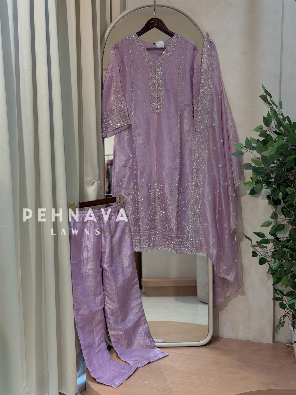 Crinkle Tissue Organza Three Piece Suit