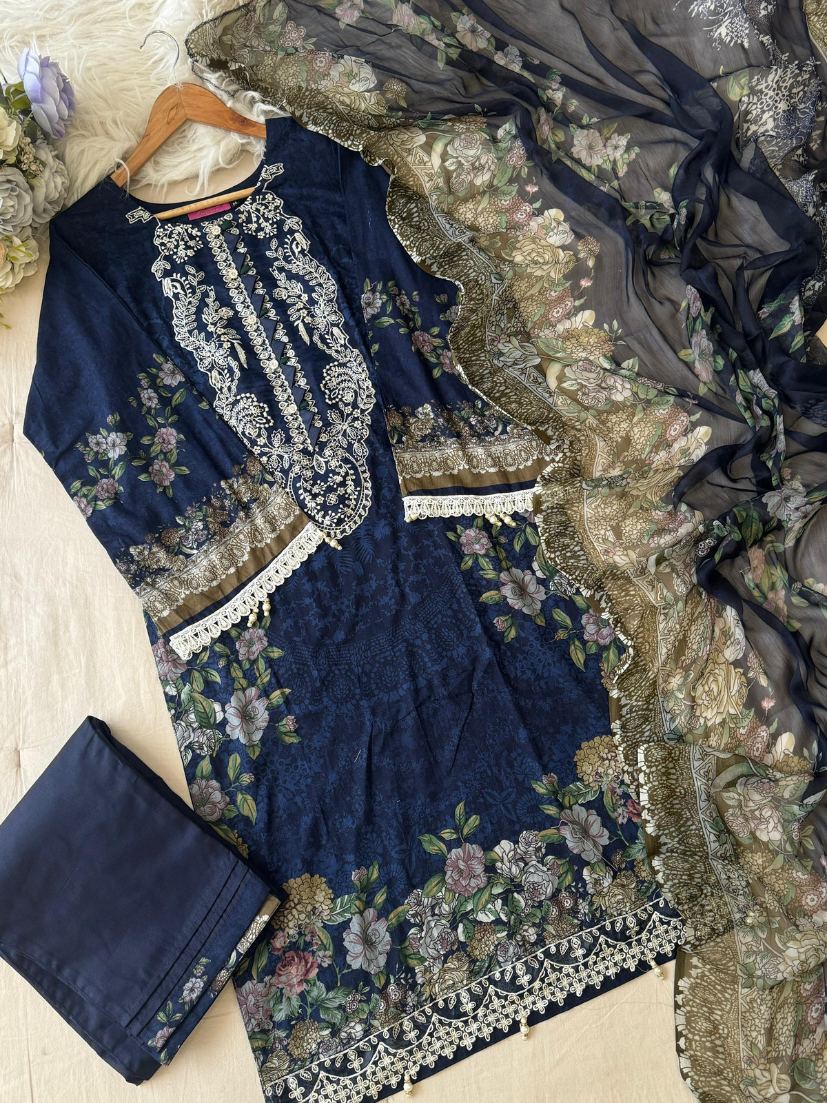 Blue Printed Pakistani Cotton Suit