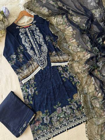 Blue Printed Pakistani Cotton Suit