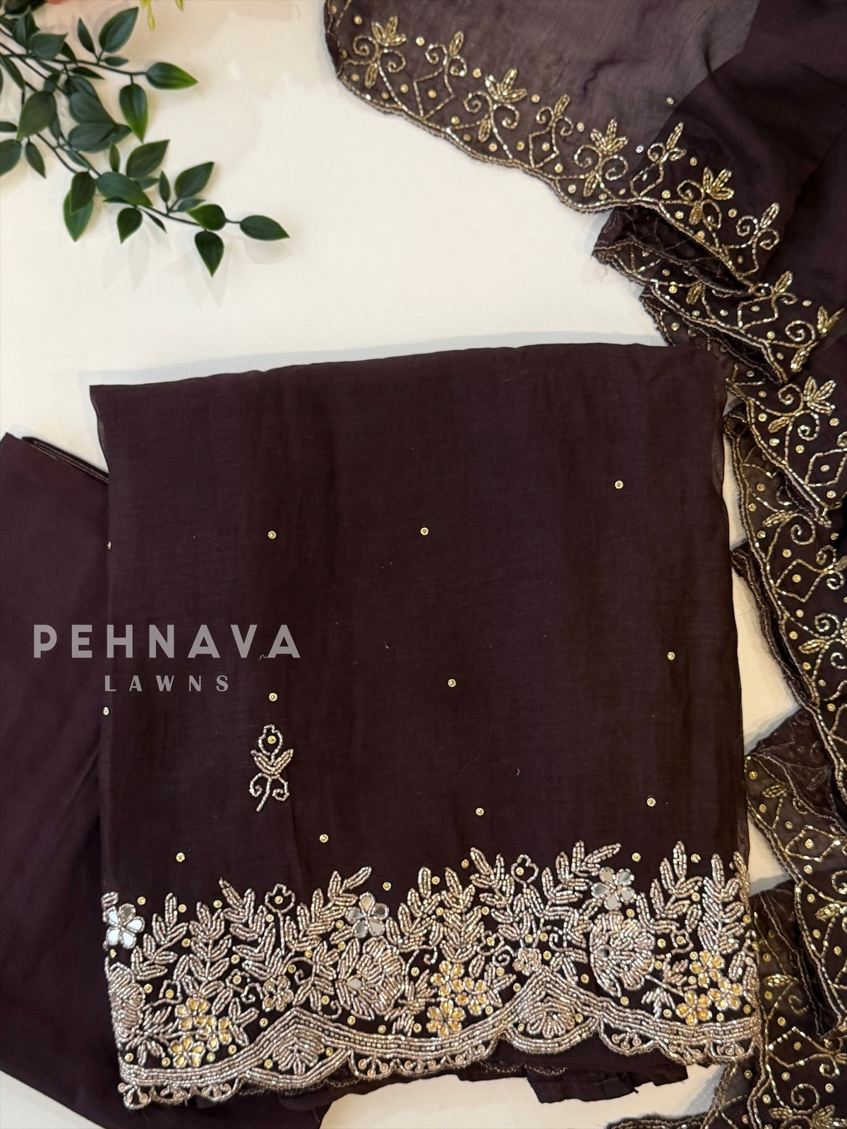 Chanderi Handworked Unstitched Suit-18566