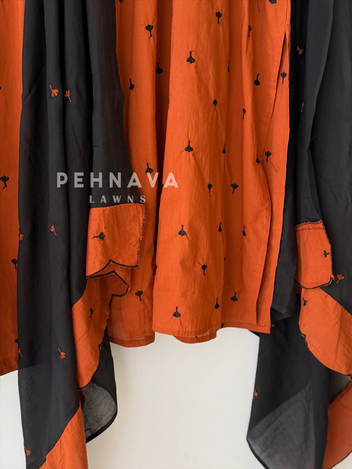 Women's V-Neck Embroidered Cotton Suit Set with Dupatta | Style | Pehnava