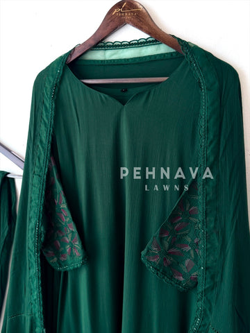 Embroidered Lace Detailed Suit-1001