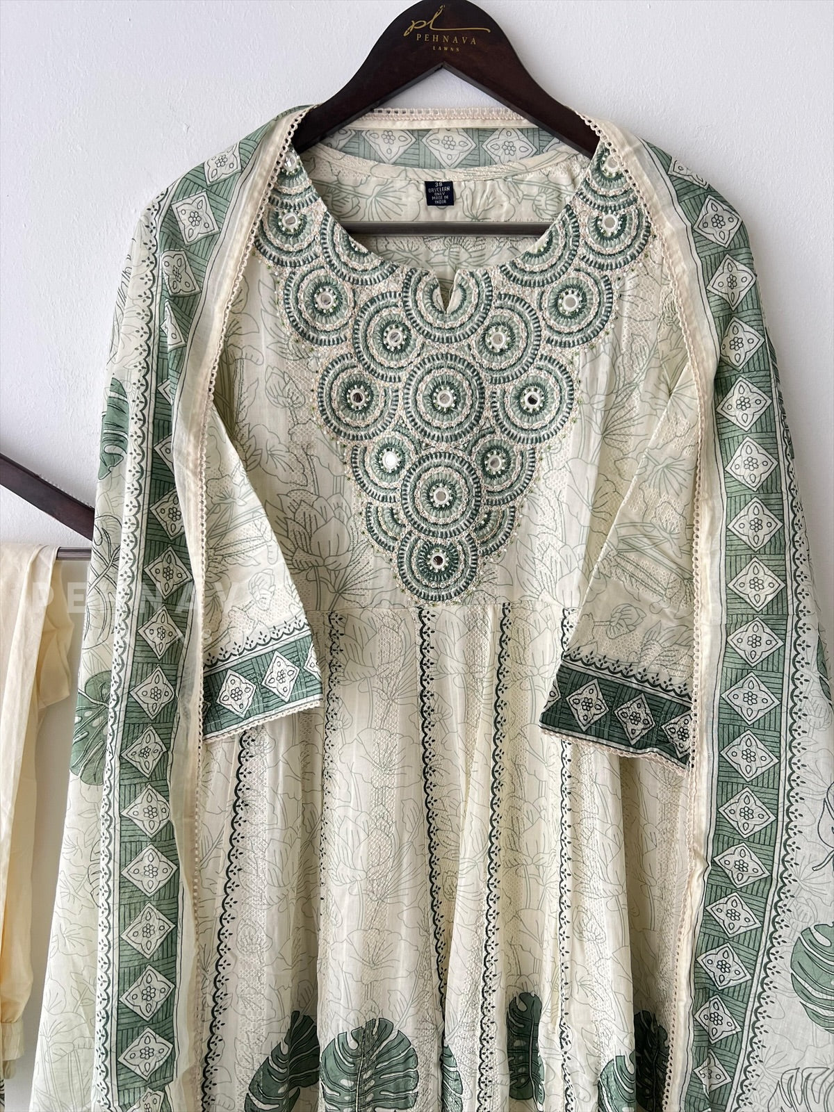 Pure cotton embroidered Anarakali suit - Pehnava Lawns