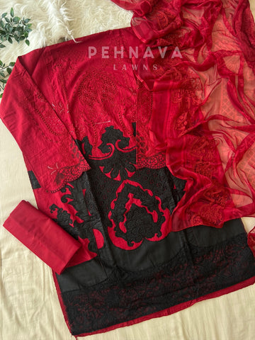 Multi Shaded Suit With Appliqué Design-1286 - Pehnava Lawns