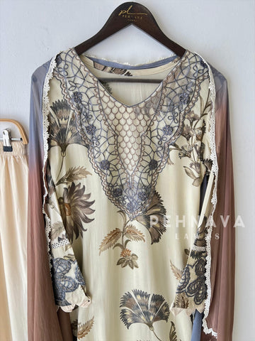 New Floral Embroidery Kurtha Suit