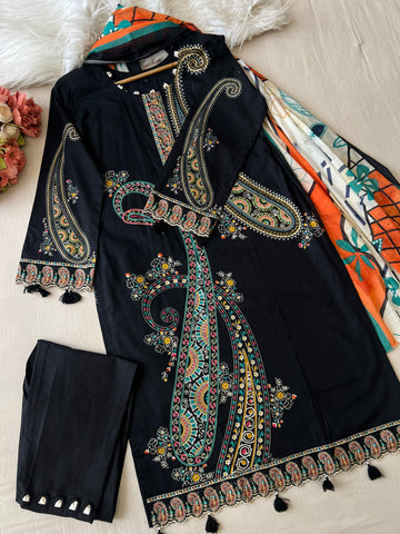 Cotton Straight Kurta-Black