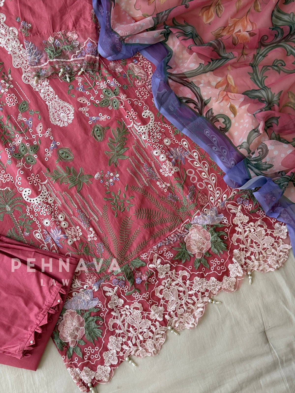 Floral Embroidered Suit Set 1666