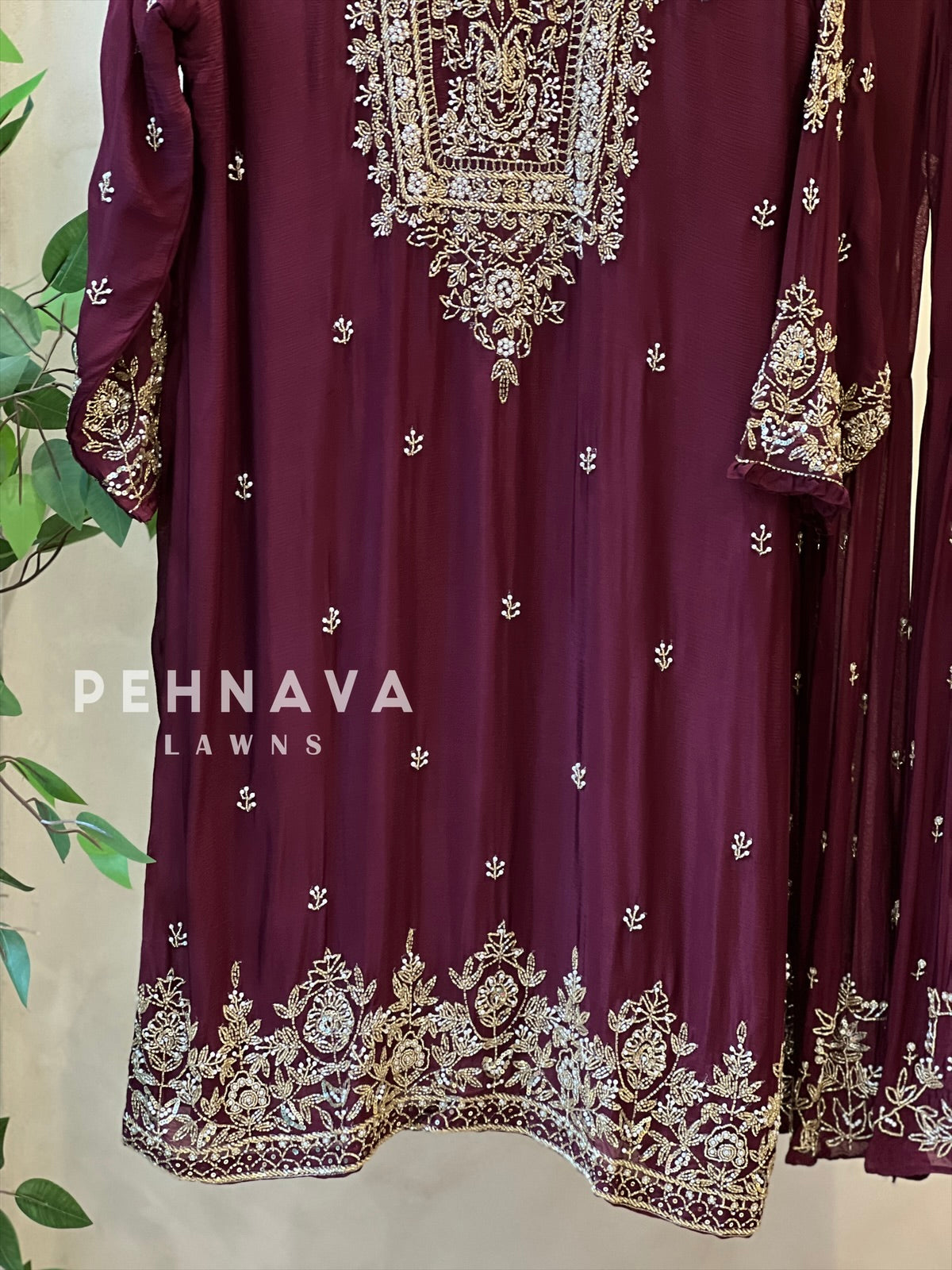 Heavily Handworked Sharara with Pure Chiffon Dupata