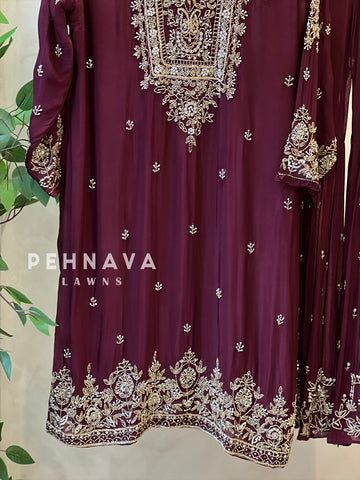 Heavily Handworked Sharara with Pure Chiffon Dupata