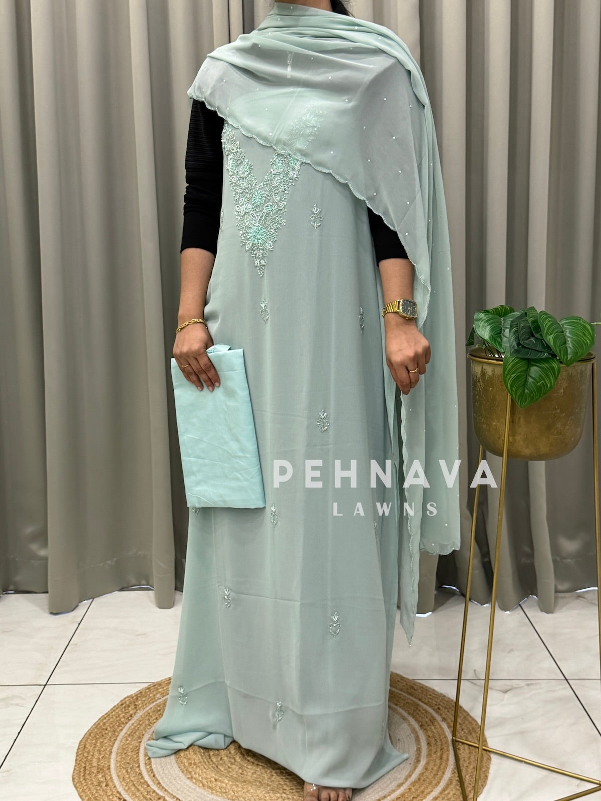 Premium Handworked Chiffon Unstitched Suit-1536