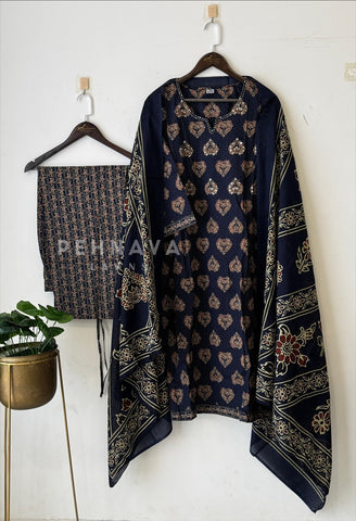 Ajrakh Printed Cotton Kurthi Set