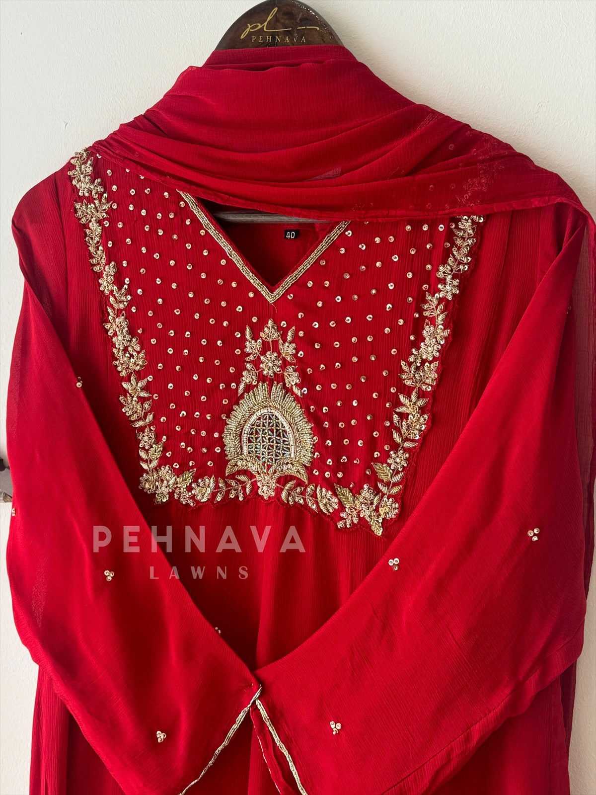 Hand Embroidered panel Cut Suit - Pehnava Lawns