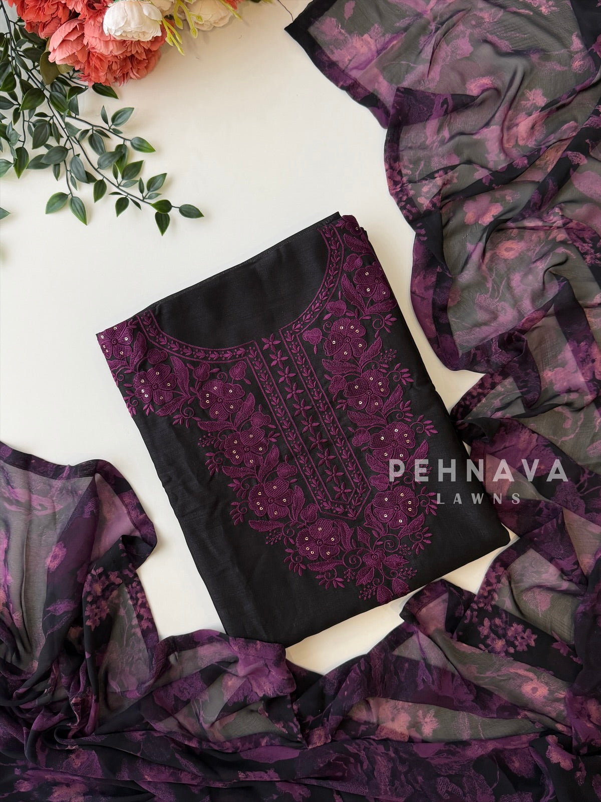 Floral Embroidered Unstitched Suit
