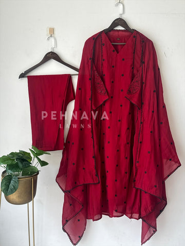 Elegant Embroidered A-line Suit