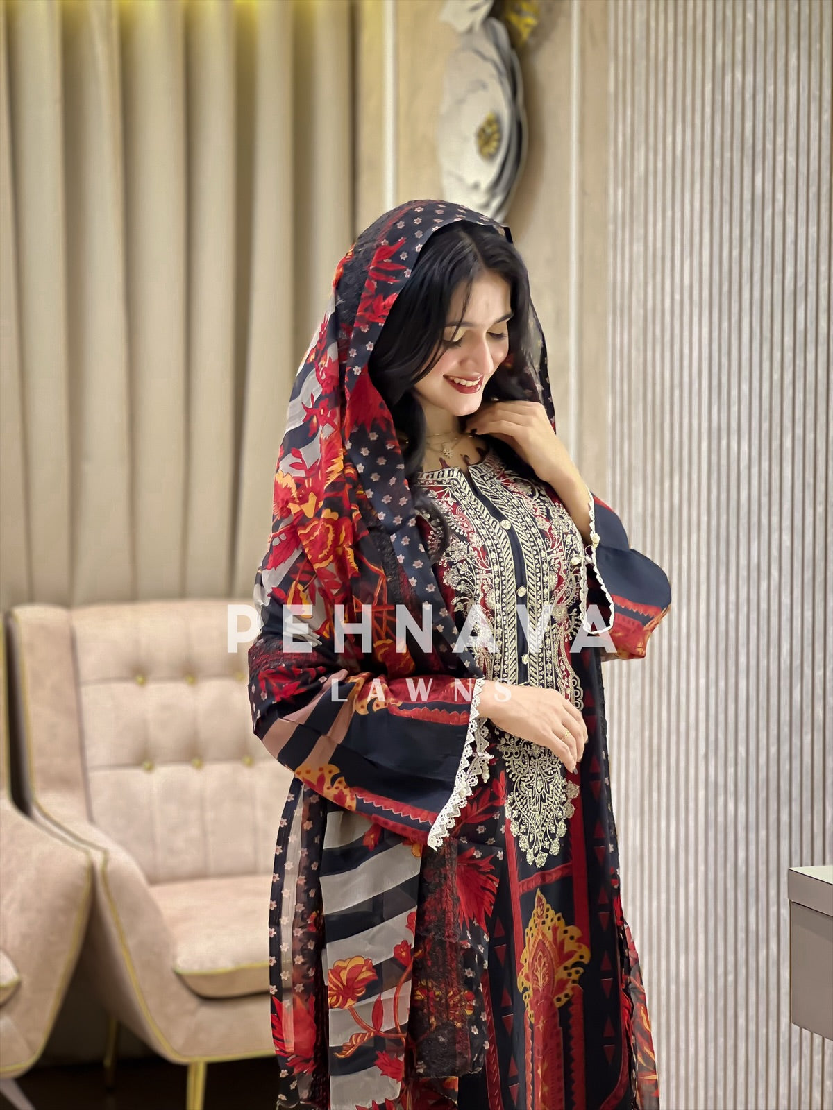 Black Printed Casual Suit