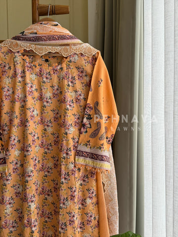 Printed Suit ft Embroidered  and Lace Detailing