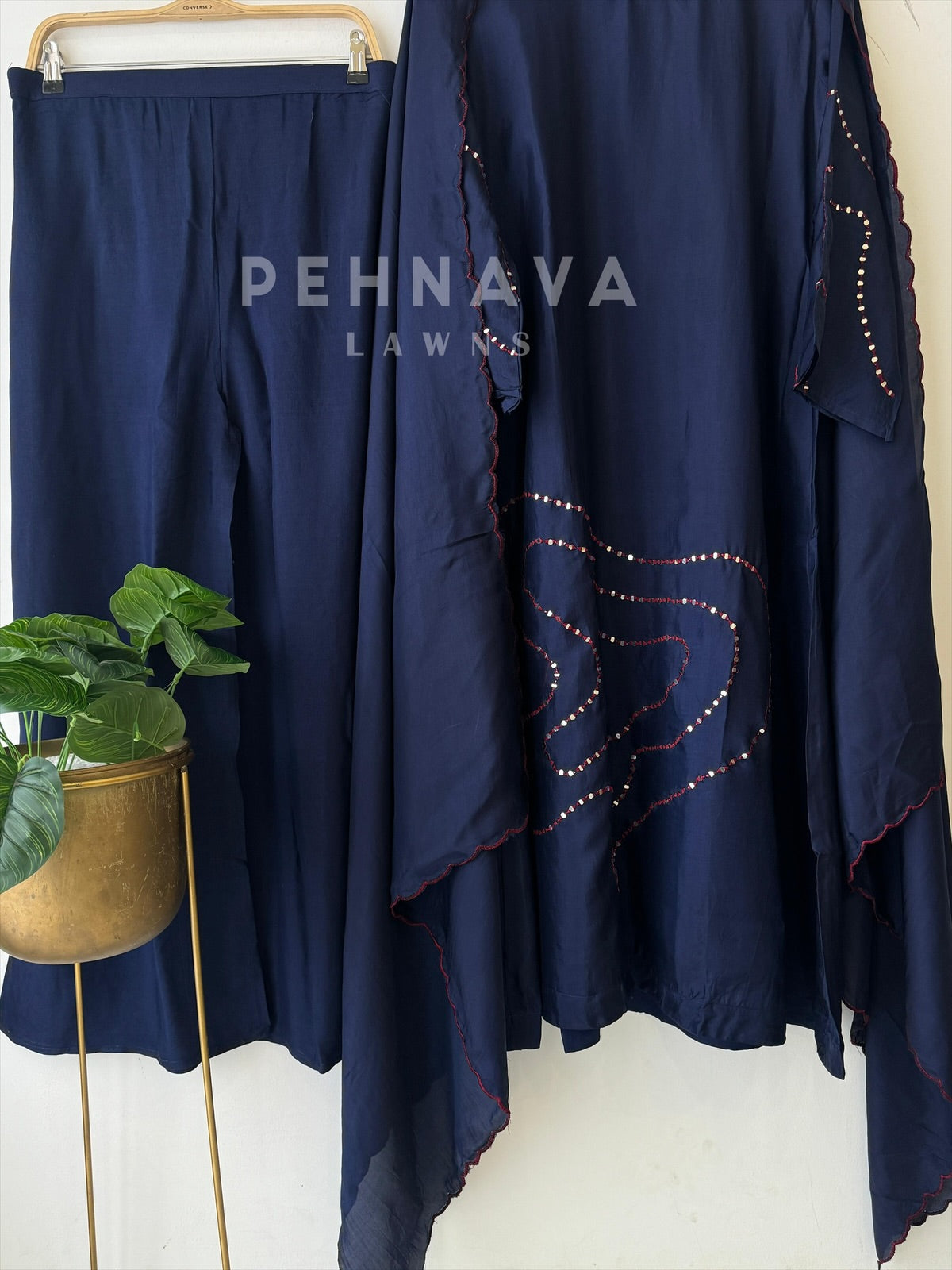 Mirror Work Silk Suit Set-3212