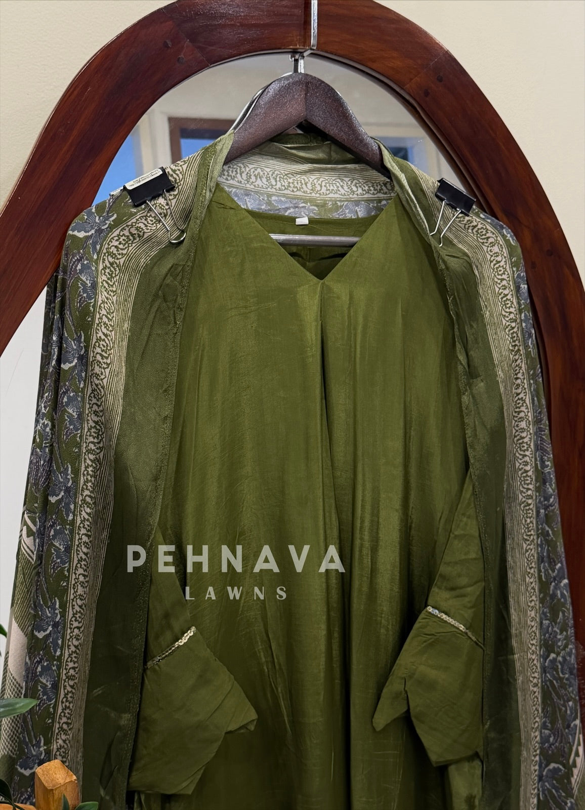 Ajrak Printed Dupatta Kaftan Suit Set-B290