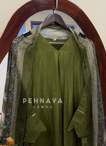 Ajrak Printed Dupatta Kaftan Suit Set-B290