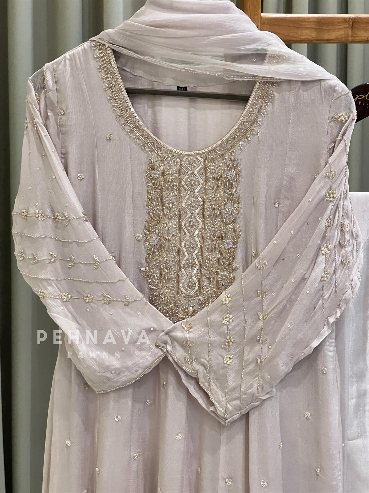 Beaded Neck Detail Suit - Pehnava Lawns