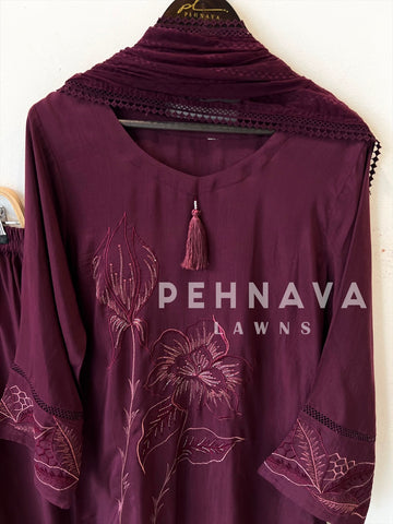 Muslin Embroidered Ensemble D003