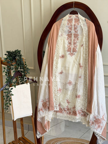 Floral Embroidered Linen Unstitched Suit L-90