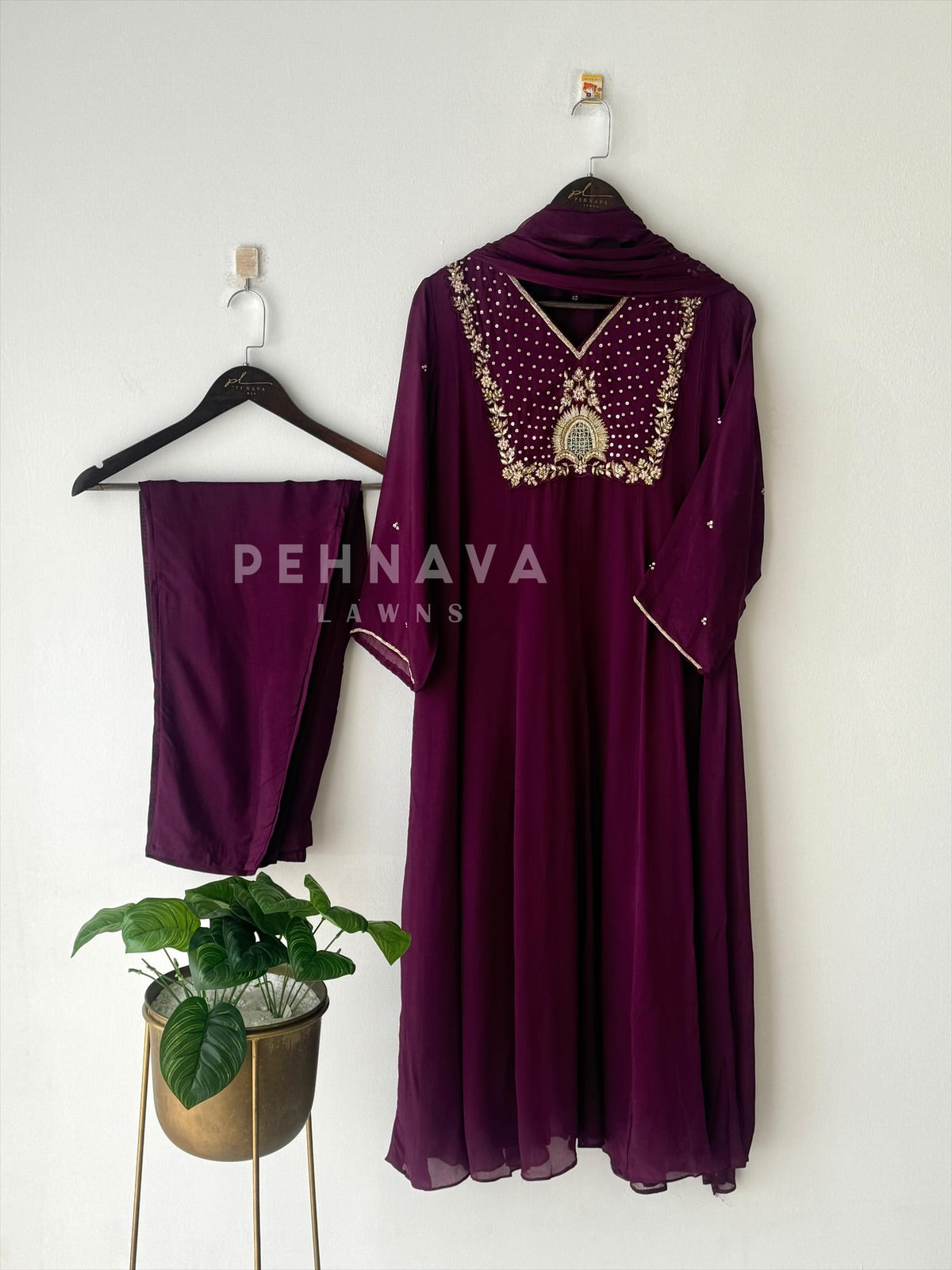 Hand Embroidered panel Cut Suit - Pehnava Lawns