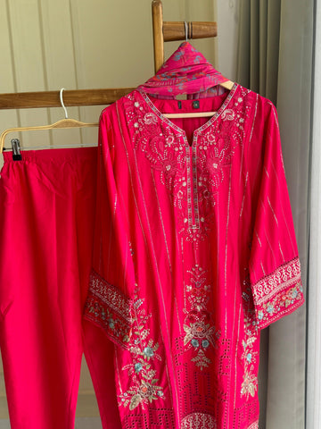 Binsaeed Pakistani Embroidered lawn Suit-0851