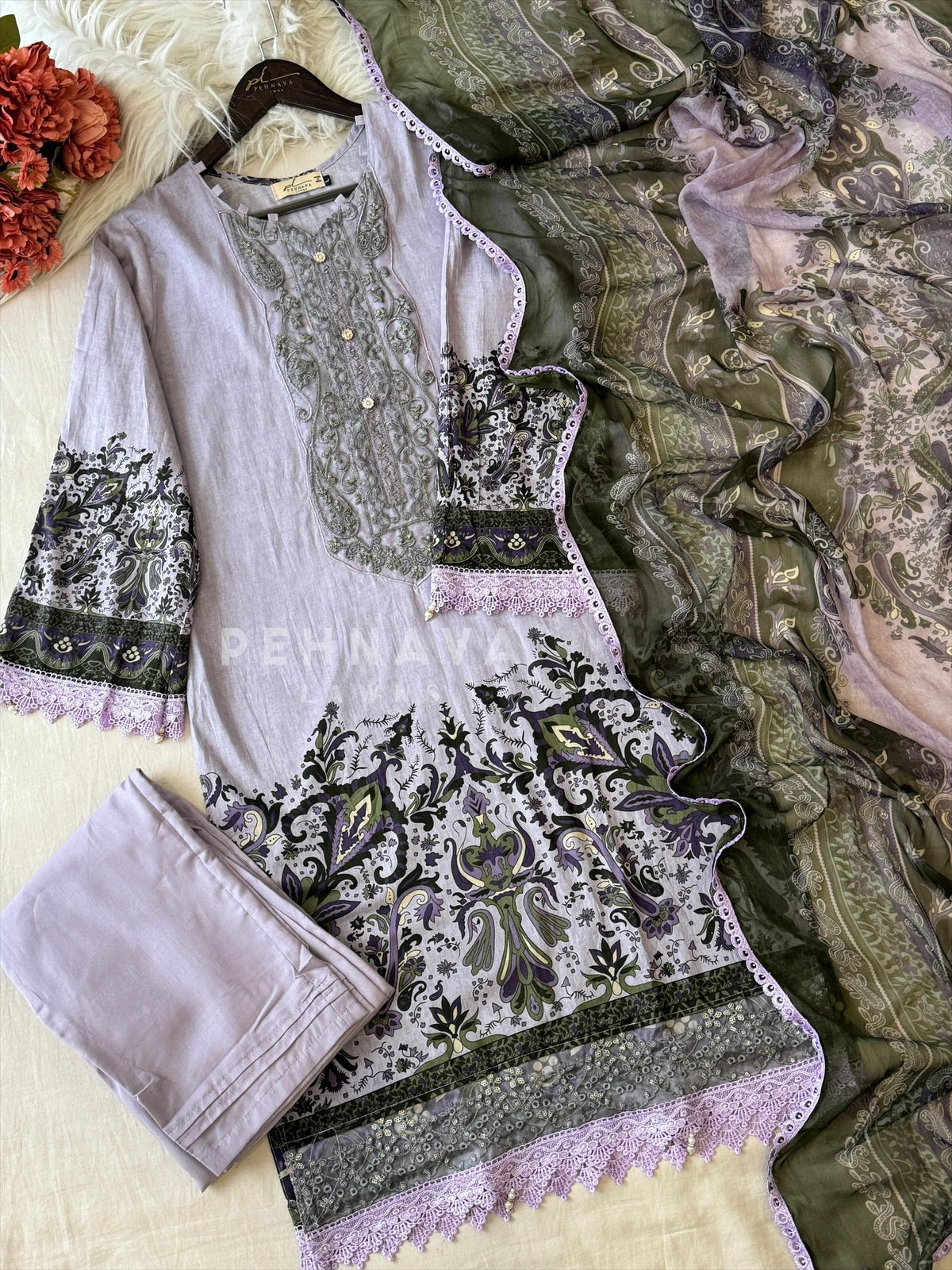 Embroidery Print Suit