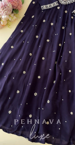 Heavy Handworked chinnon Anarkali Suit-vine